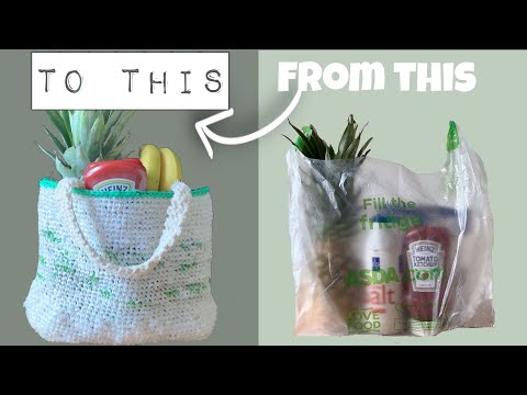 Crochet with Grocery Bags | Making Plastic yarn PLARN Bag | Recycle Polythenes Bags