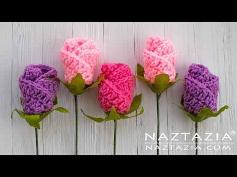 HOW to CROCHET SIMPLE ORIGAMI ROSE FLOWER - Easy Trick by Naztazia