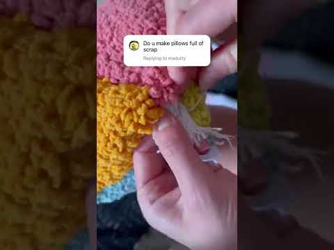 Stuffing a throw pillow with recycled yarn scraps #shorts #recycled #decor #homedecor #shortsvideo