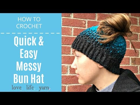 DIY Messy Bun Hat  Loom Knitter Pattern for Beginners - Happy Hour Projects