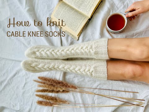 How to Knit Cable Knee Socks on Magic Loop - Tutorial by CozySocksStore