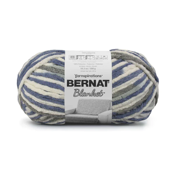 skein of Bernat Blanket yarn in white background