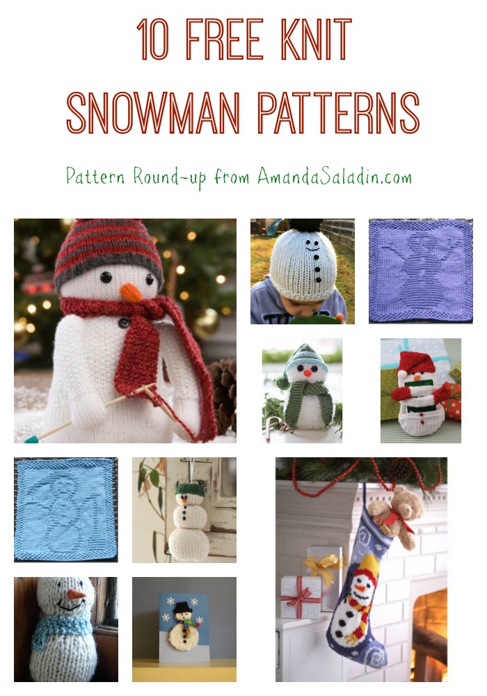 10 Free Knit Snowman Patterns - round-up from Amanda Saladin