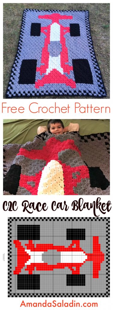 C2C Race Car Blanket - Free Crochet Pattern - love. life. yarn.