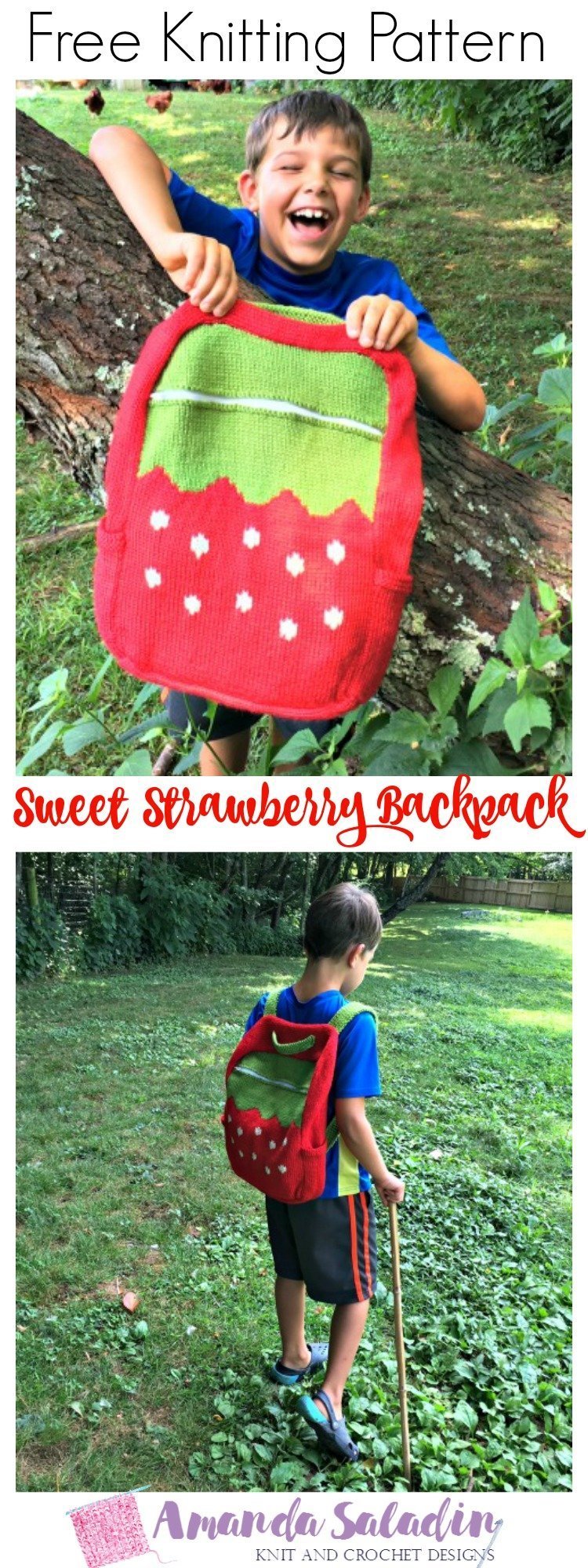 Free Knitting Pattern - Sweet Strawberry Backpack