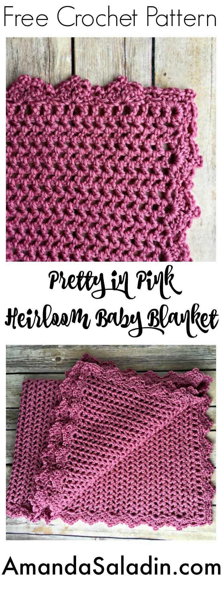 Free Crochet Pattern - Pretty in Pink Heirloom Baby Blanket