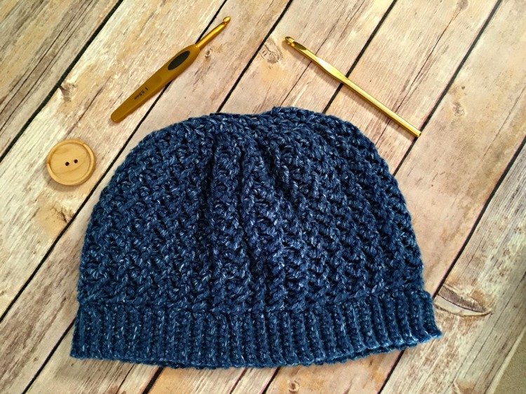 Free Crochet Pattern - Ripple Lace Messy Bun Hat