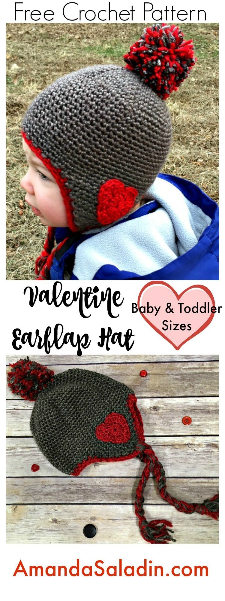 Free Crochet Pattern - Valentine Earflap Hat