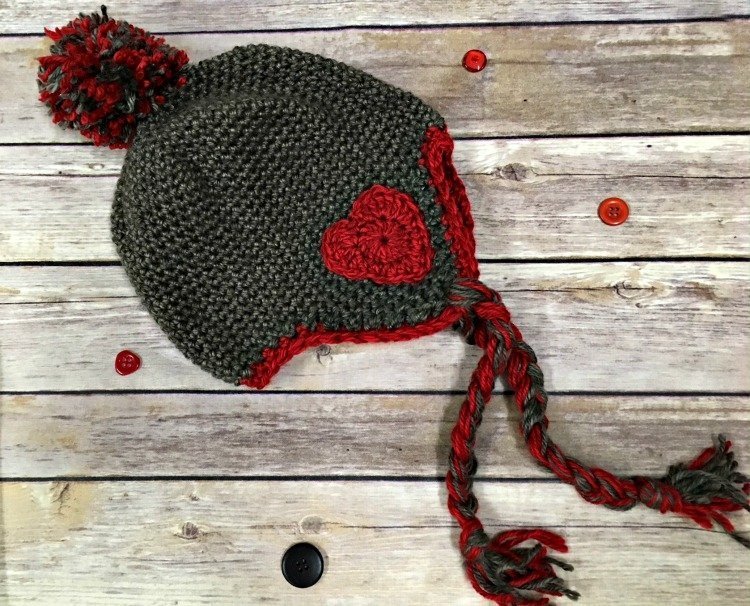 Free Crochet Pattern - Valentine Earflap Hat