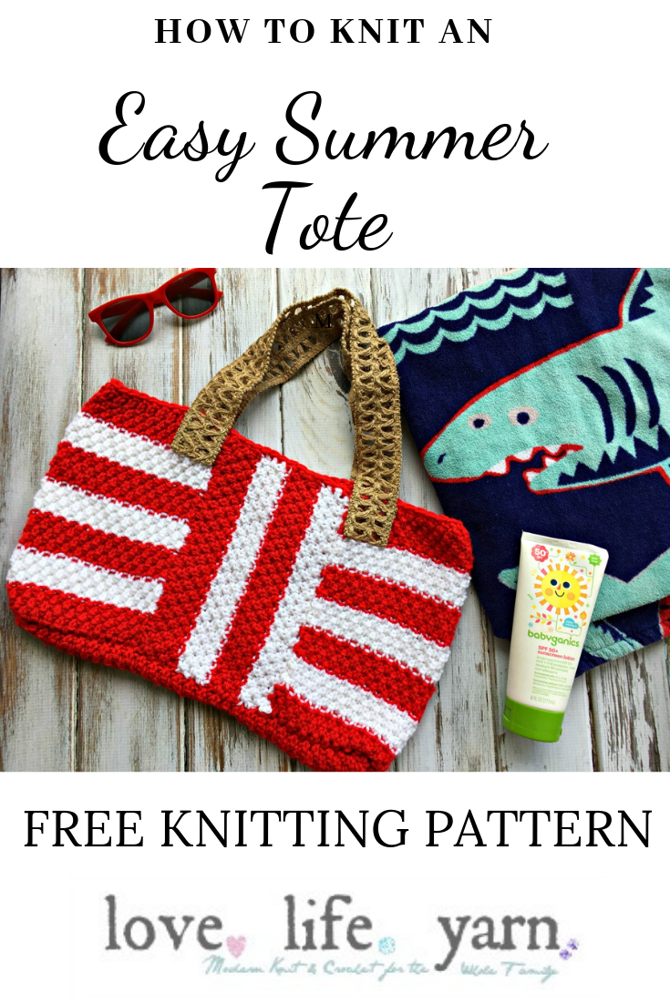 Learn how to knit this adorable summer tote with the free Striped Summer Tote pattern from Love.Life.Yarn