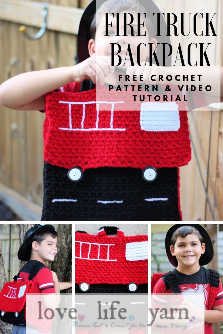 Learn how to crochet a fire truck backpack with this free crochet pattern and video tutorial!