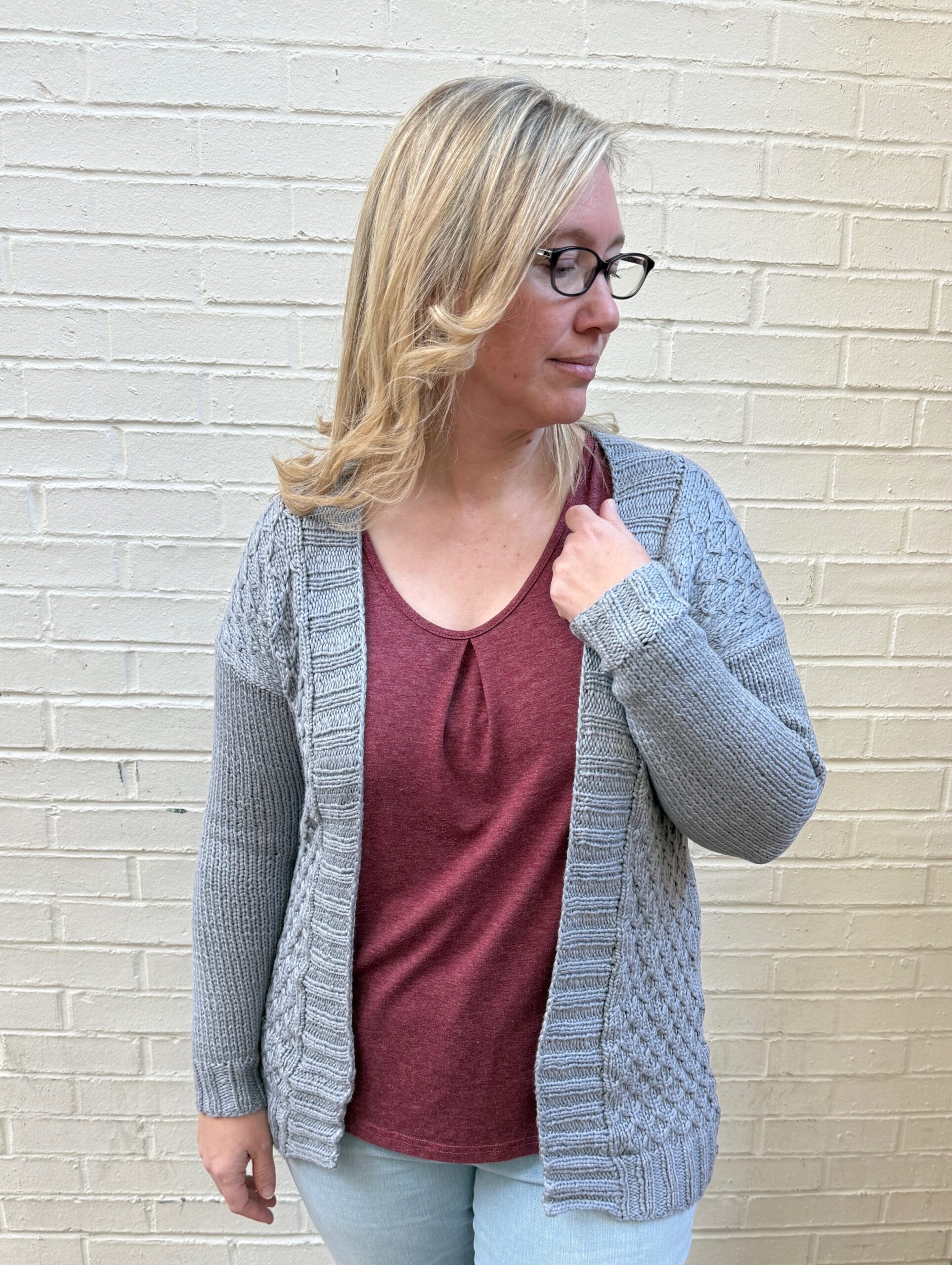 Textured Drop Shoulder Cardigan (Free Knitting Pattern) - love. life. yarn.