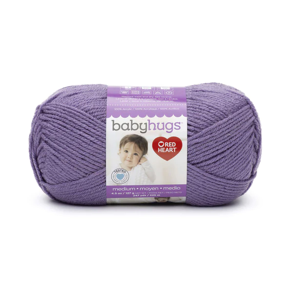 lilac skein of red heart baby hugs light yarn