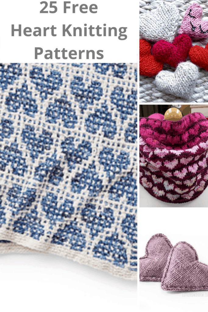 heart knitting patterns collage