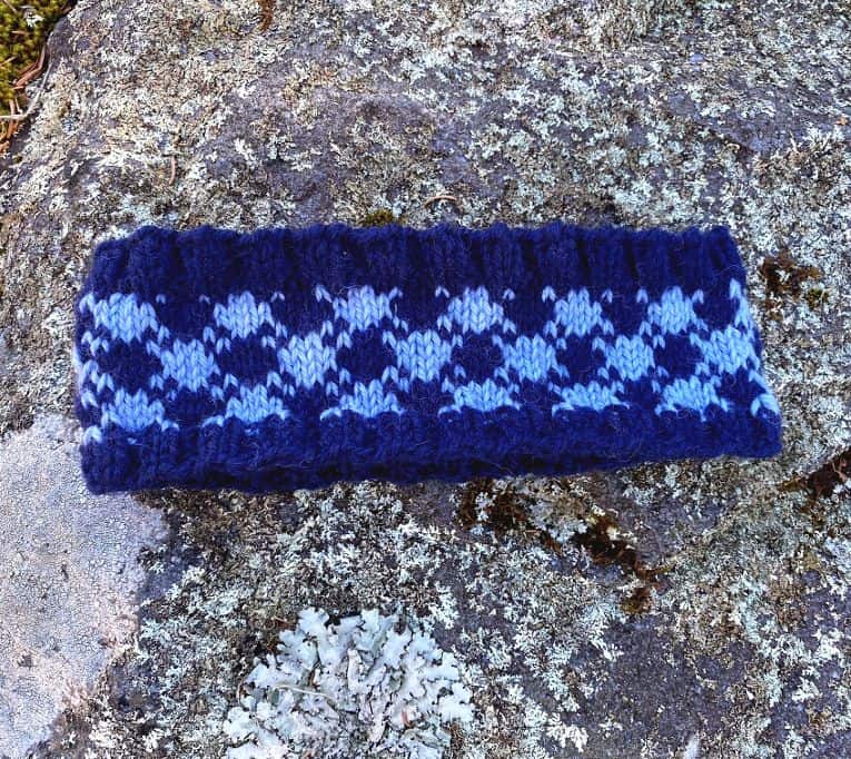 plaid knit ear warmer lying flat