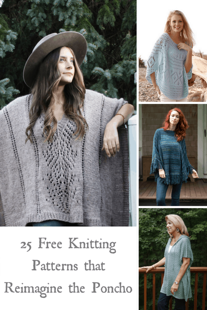 poncho knitting patterns collage image