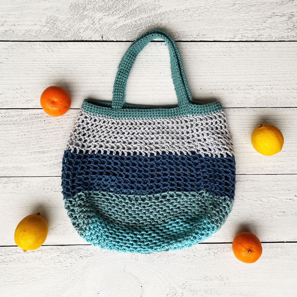 A sugarwheel crochet market bag