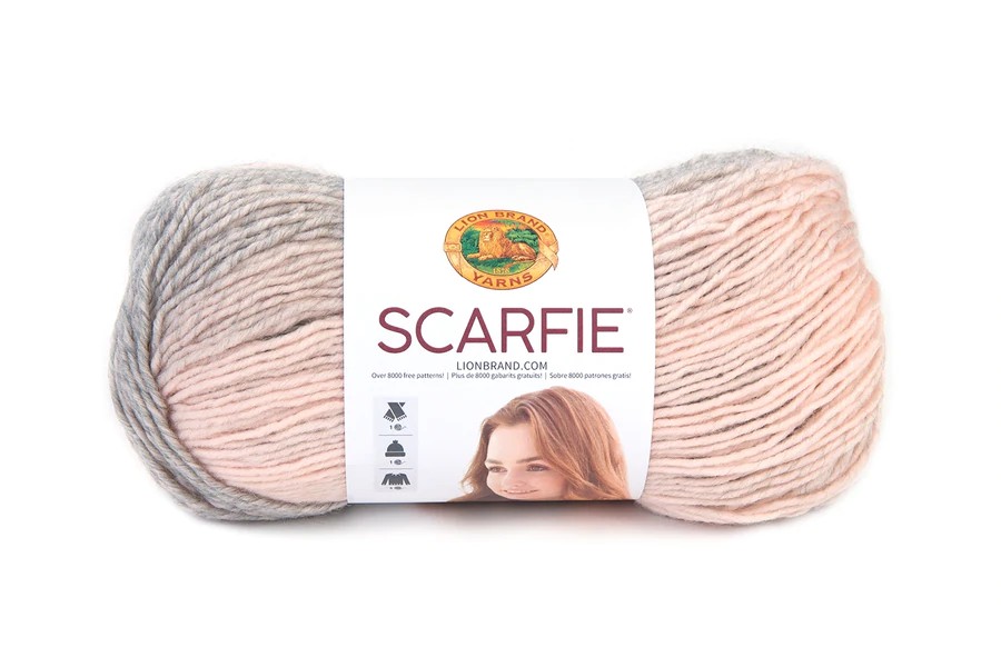 skein of lion brand scarfie yarn